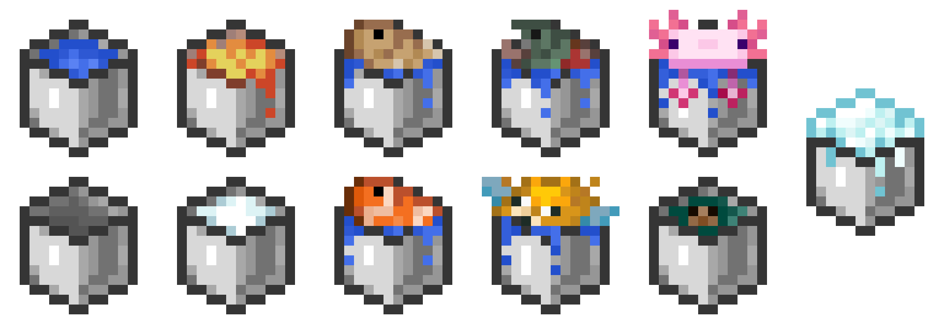 An image with all the buckets in the pack, featuring the Complementary r5.0 Shaders