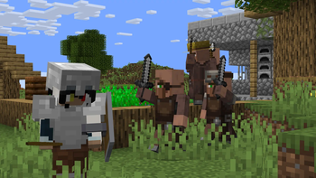 Villagers chasing a player