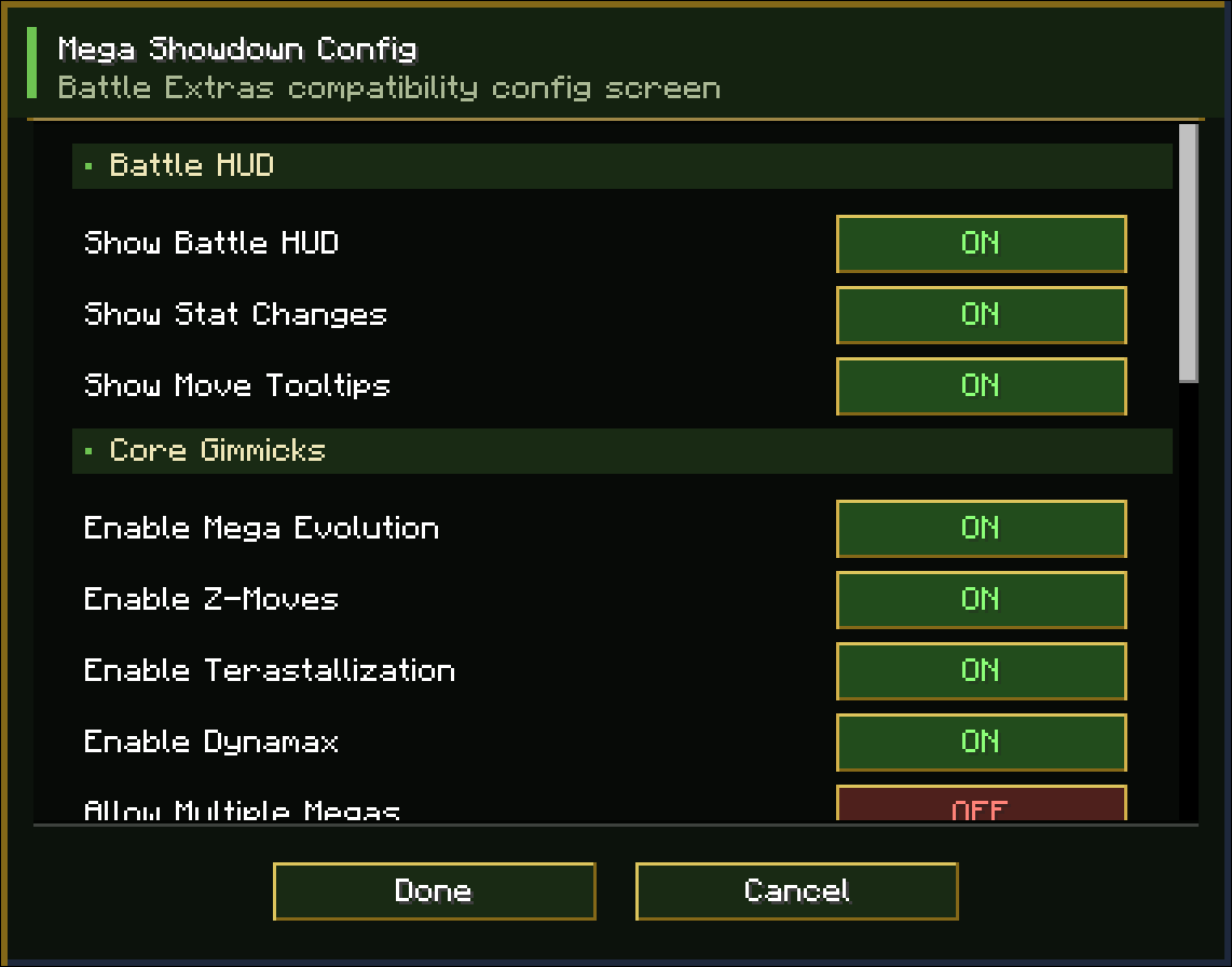 mega showdown config