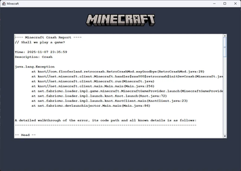 The crash screen