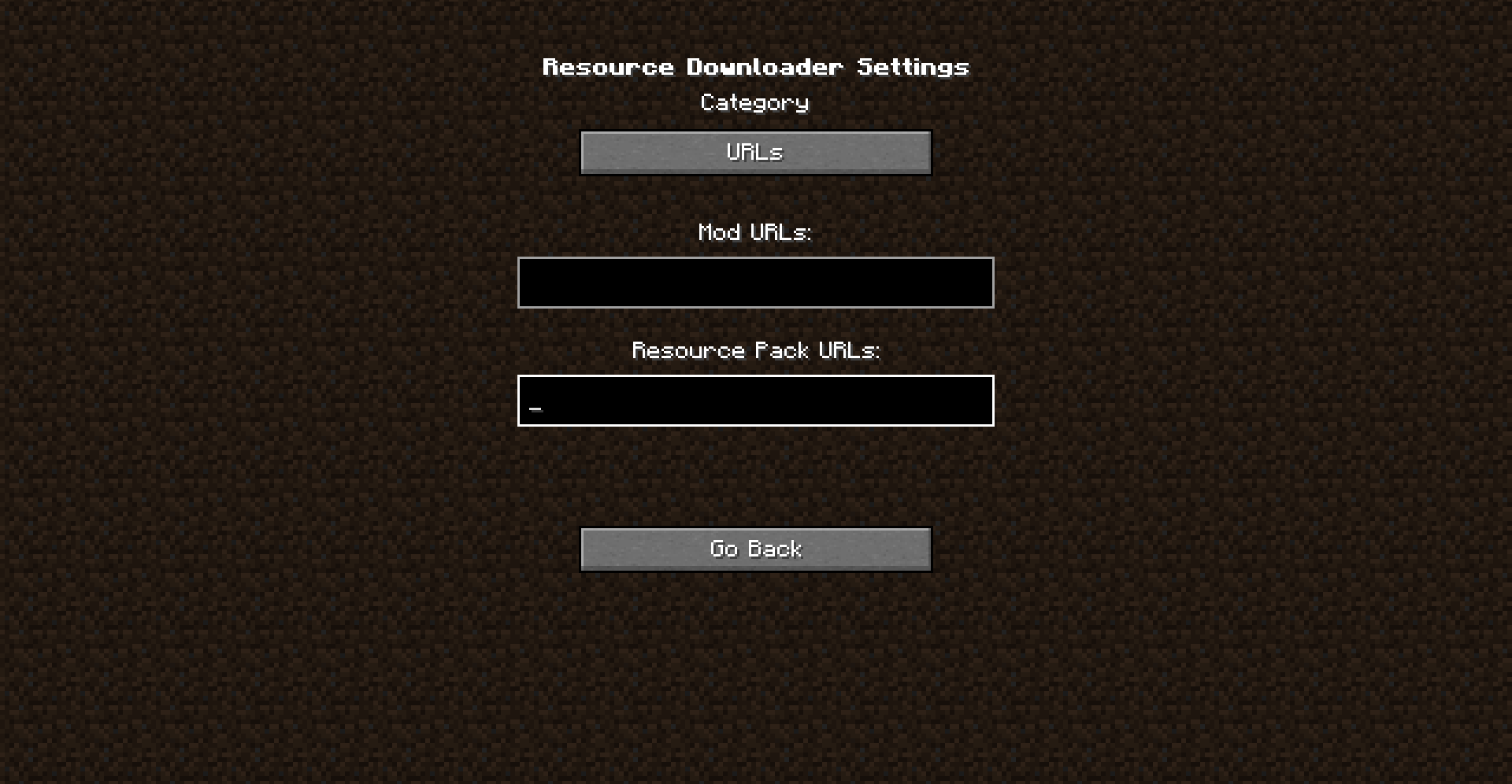 Resource Downloader Settings - URLs