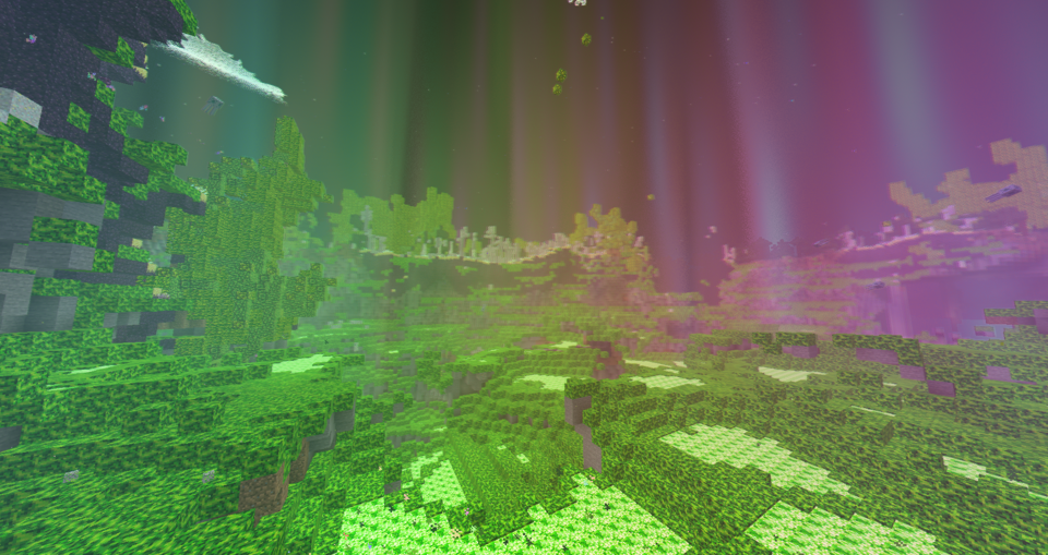 A large cavern has been etched into the land. Along its sides run lines of a dark green material, and its base is splattered with patches of bright green plasma.