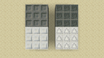 The new Calcite blocks next to the 1.21 Tuff blocks! (top side)