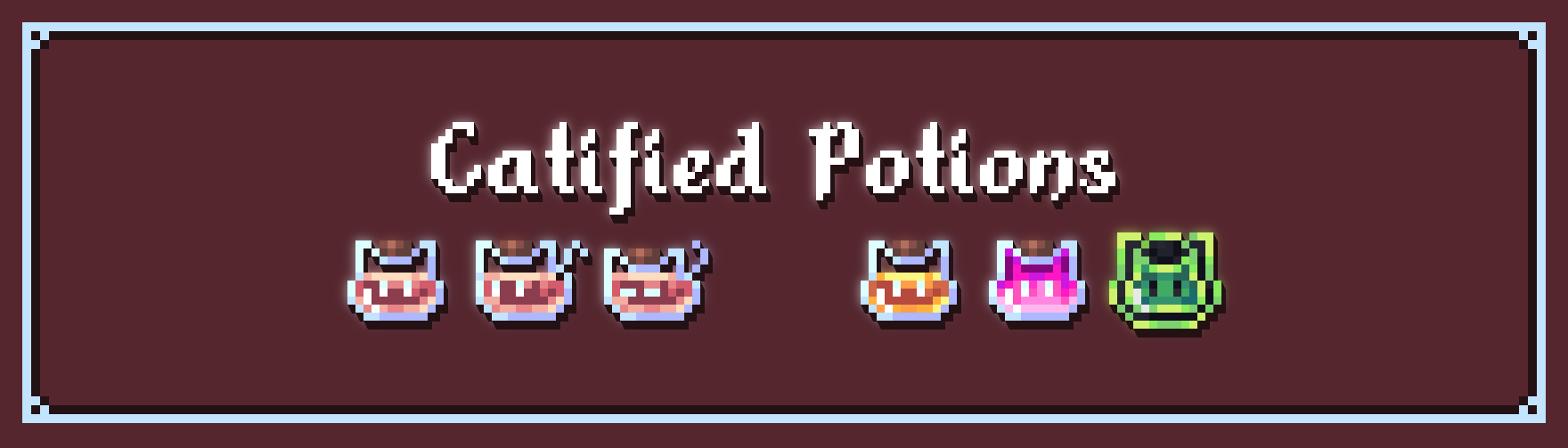 A banner showcasing several potion textures, with "Catified Potions" text above it.