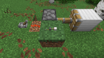 Piston pushing an iron block with a block display entity replica
