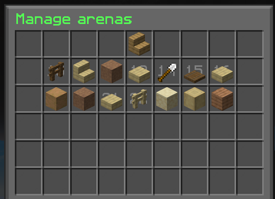 Manage arenas menu