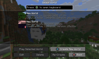 Select world screen