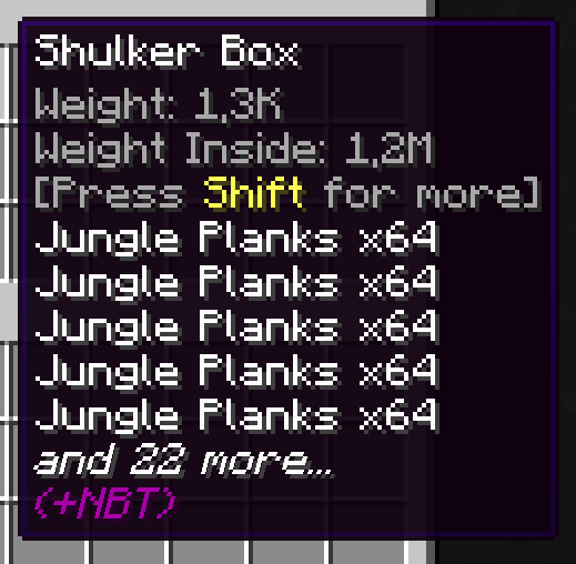 Weight Tooltip