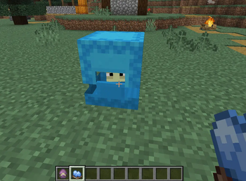 A Shulker dyed light blue