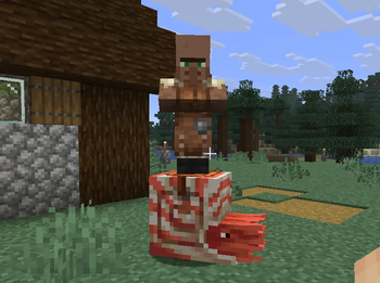 A Villager riding a Nautilus