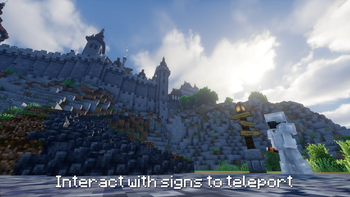 Interact with signs to access teleport screen