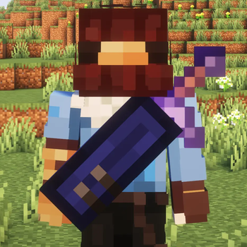 Blue dyed scabbard with enchanted iron sword