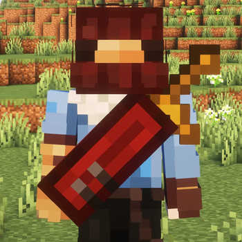 Red dyed scabbard with golden sword