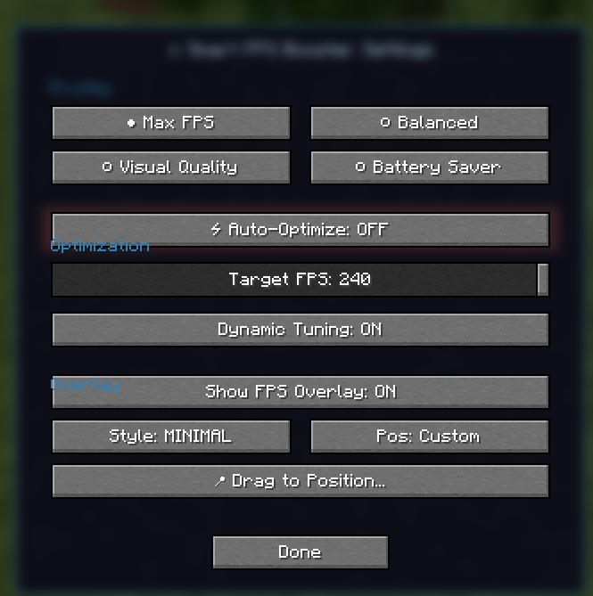 Easy Settings - Customize Your Optimization