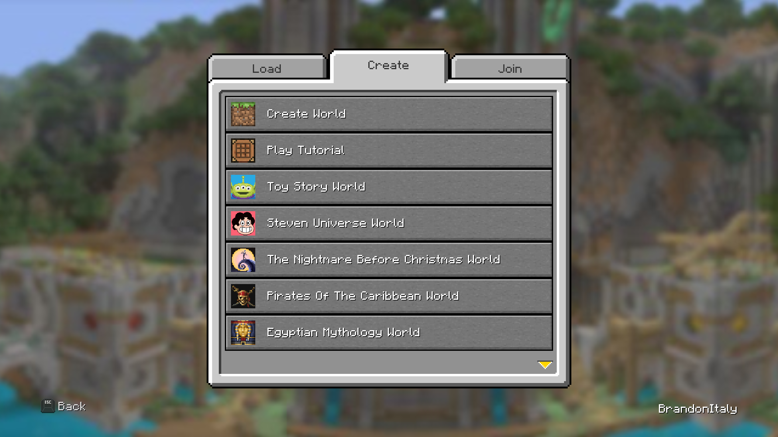 World Creation Screen