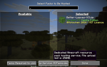 Pack Selection Screen