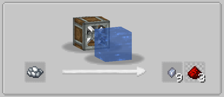 Splashed crushed raw silver to silver nuggets and redstone dust