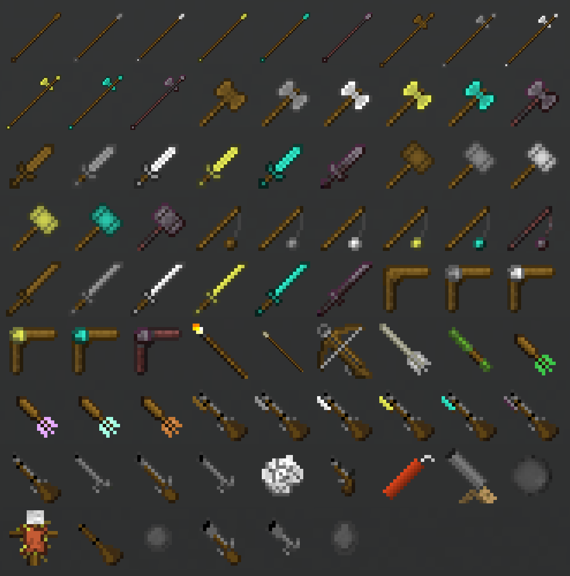 All the weapons added by this mod!