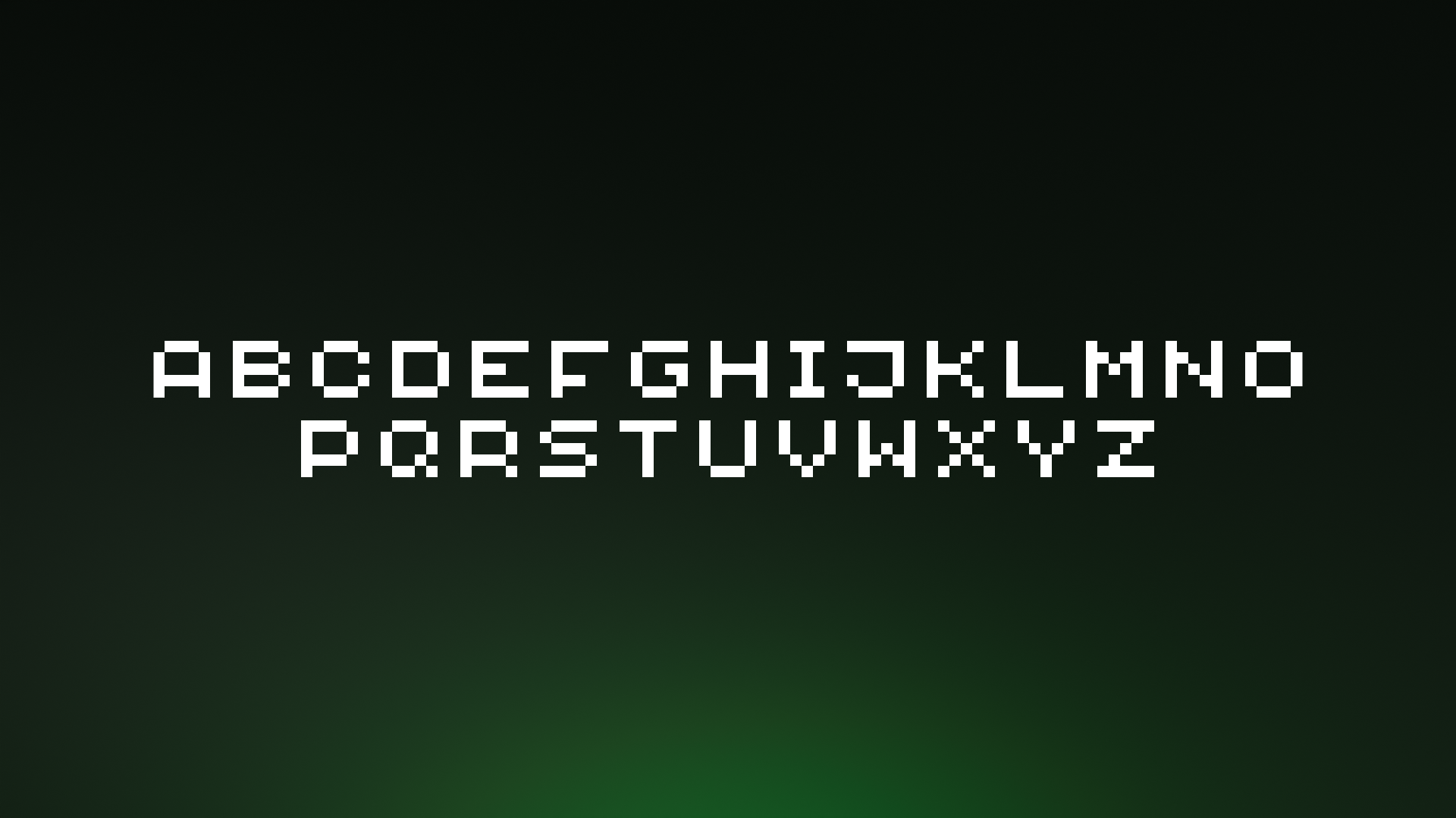 The font's alphabet. More characters than shown in the picture exist.
