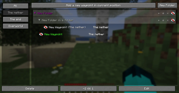 Waypoints screen
