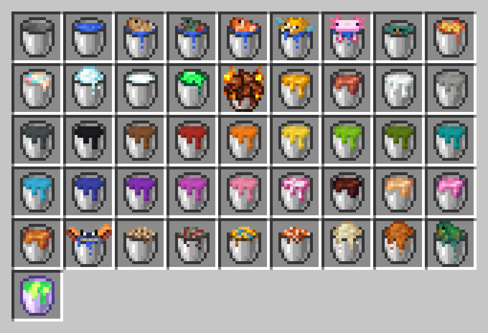 Vanilla & Modded Buckets Inventory