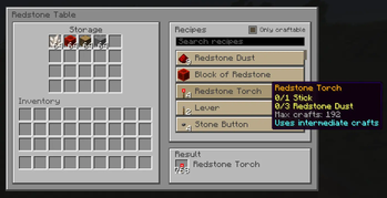 The Redstone Table GUI