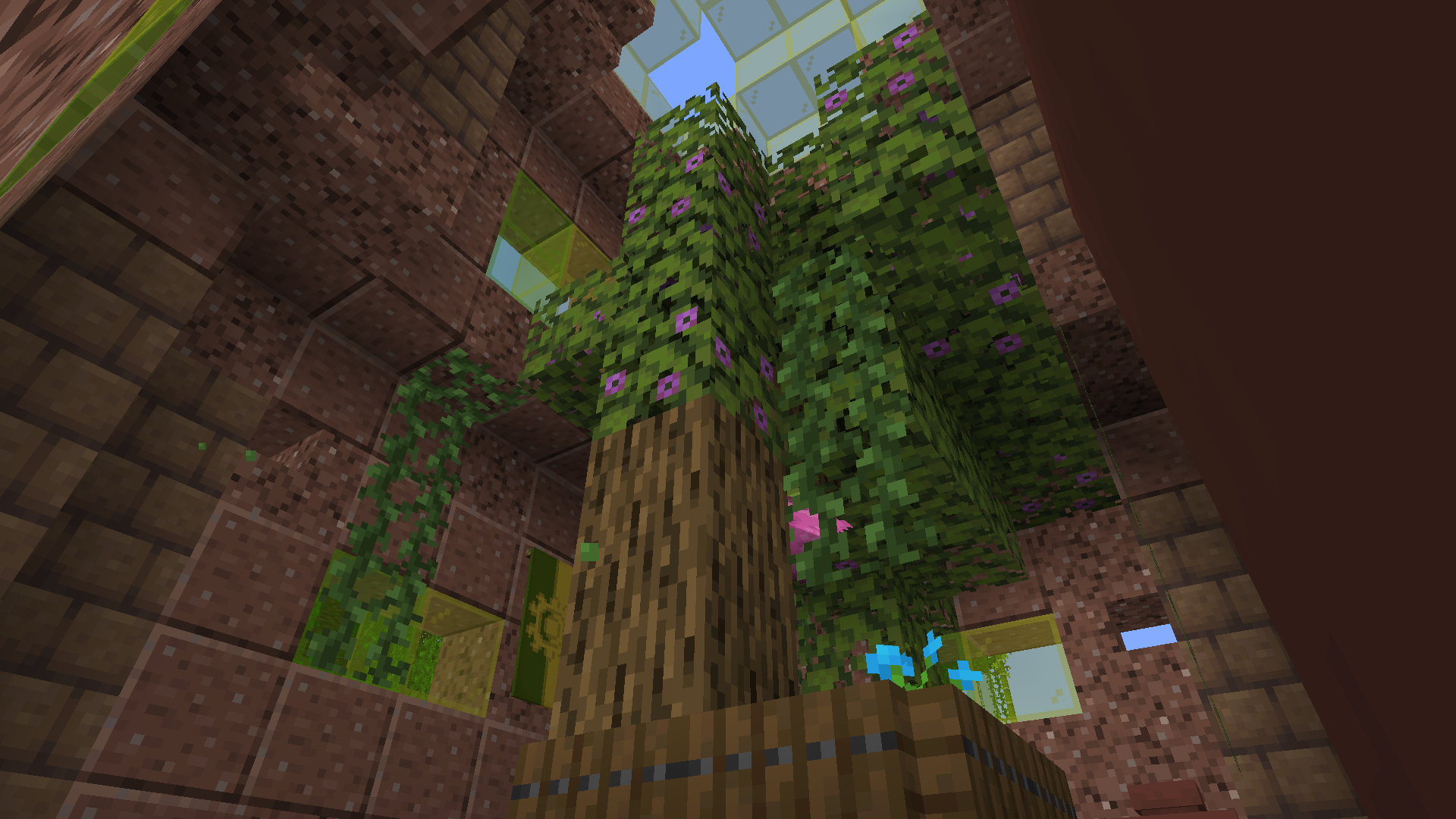 The interior of a mud ruin building.