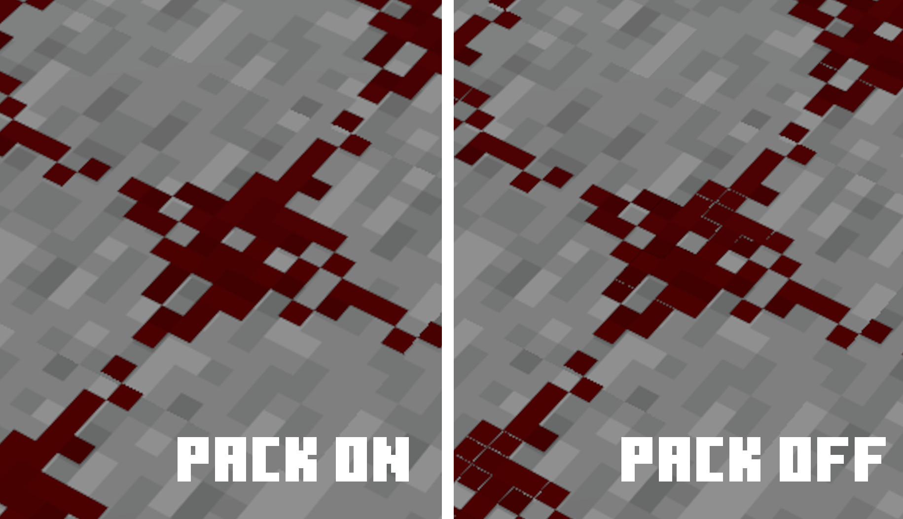 Redstone dust with the pack on versus off