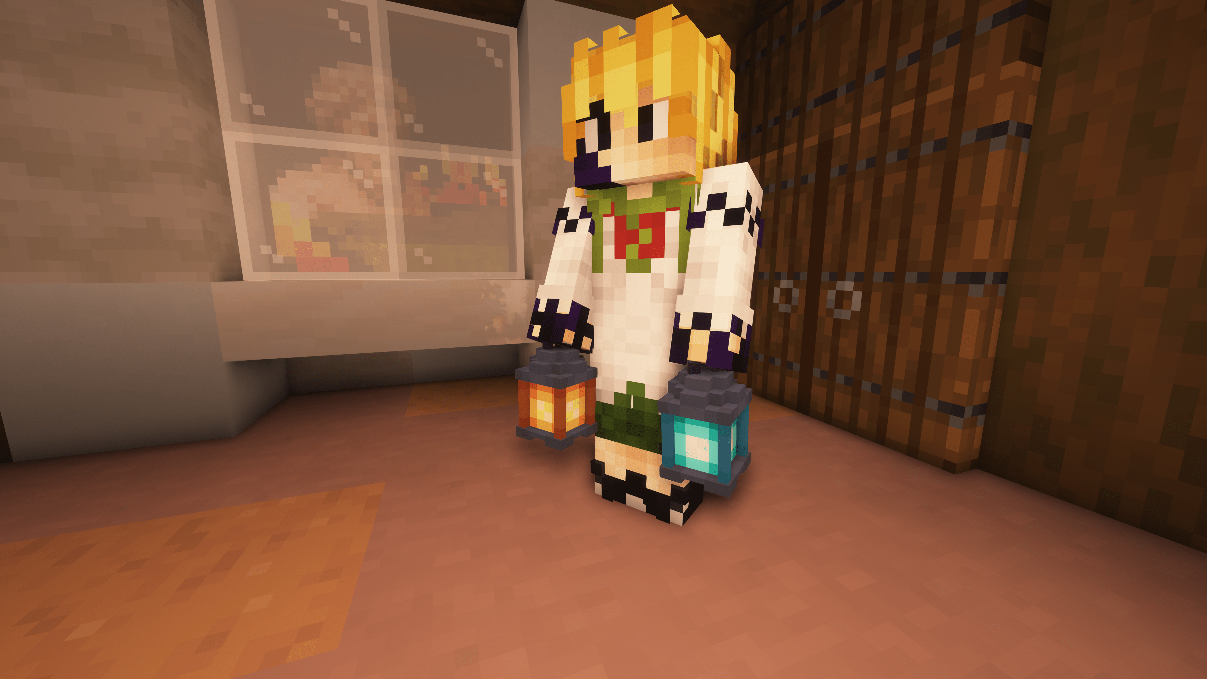 Player holding a lantern in third person