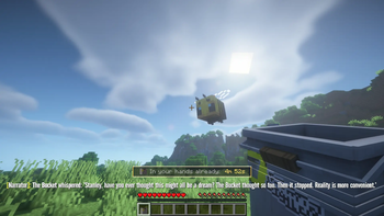 A BUCKET NEXT TO A BEE