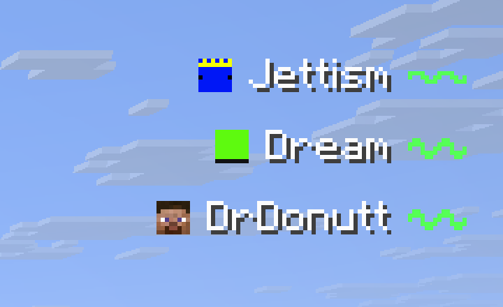 Overlay in the corner of the screen listing three speaking players, each with their face, name and a green sine-wave indicator