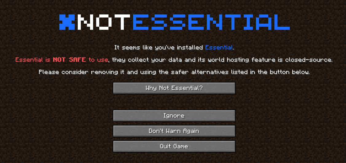 Warning Screen