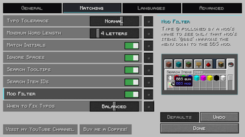 Menu Matching Tab