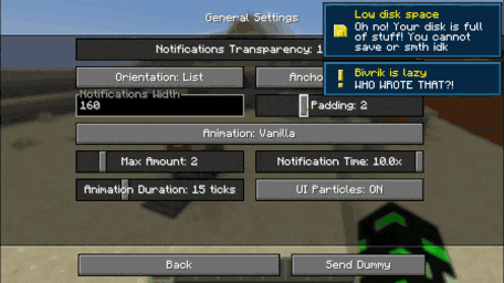 Showcase of settings menu with customization