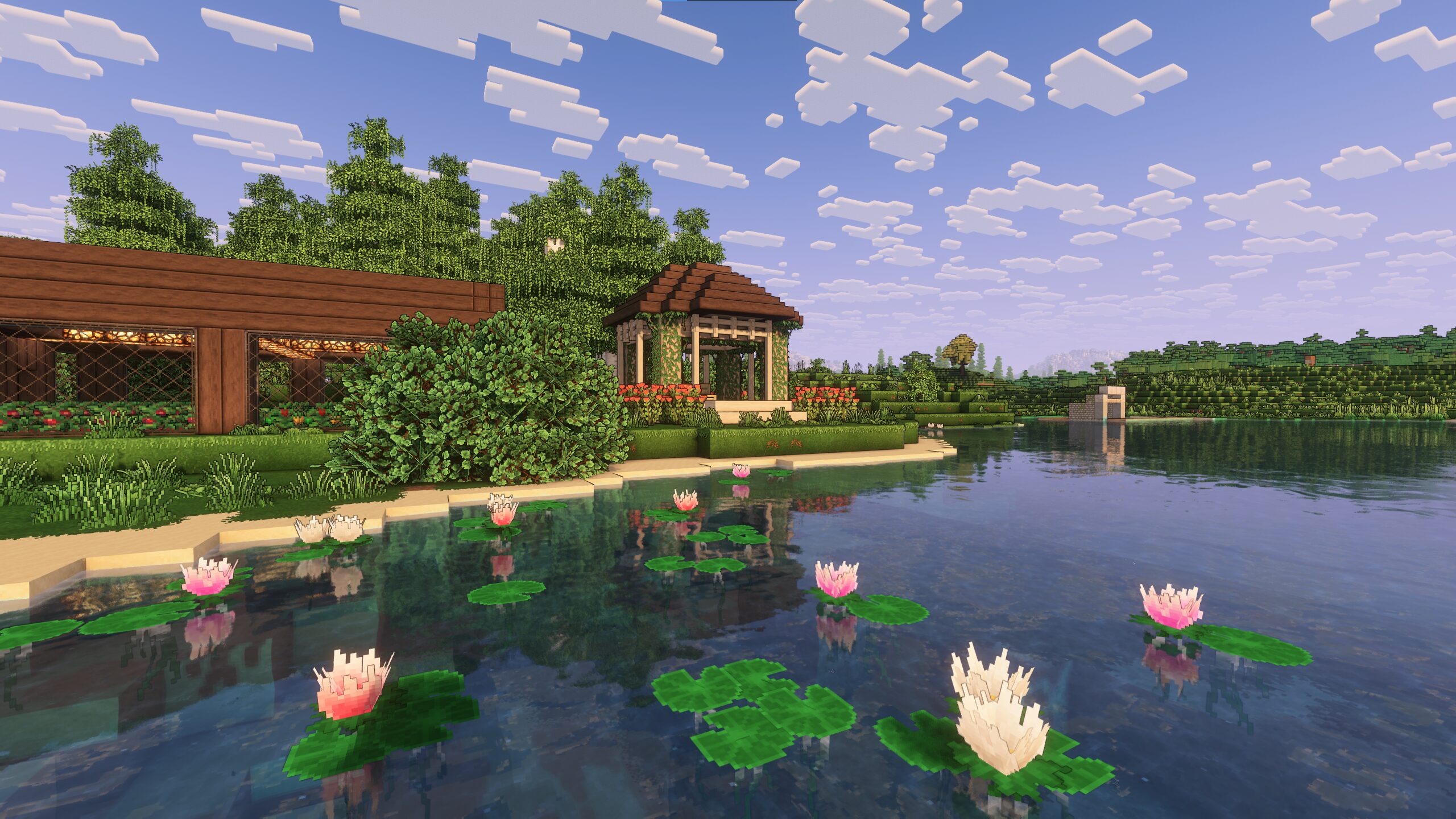 Peaceful pond on a sunny day.