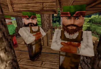 A band of woodcutters with nice uniforms