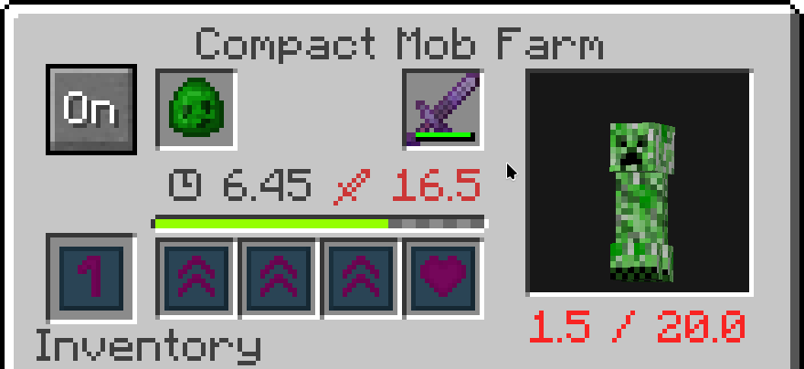 Compact mob farm gui