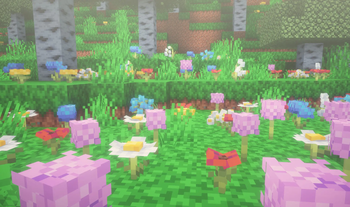 Birch Forest with the 3D Flowers