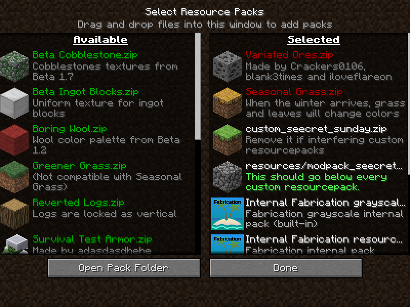 Pre-set Resourcepacks!