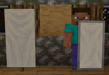 Screenshot of a blank white banner and shield