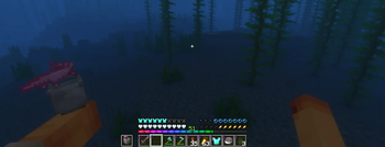 Underwater swimming.