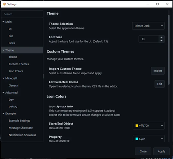 Settings Menu