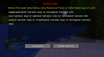 warning screen