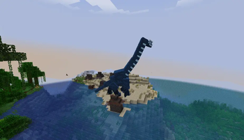 Brachiosaurus on beach