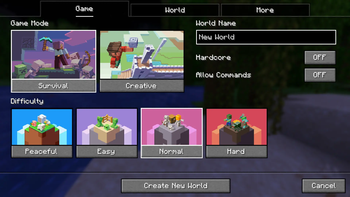 New World Creation Screen