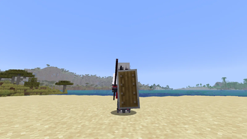 Blocking while holding a spear