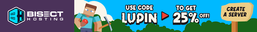 a banner displaying the text Use Code Lupin for 25% off Bisect Hosting
