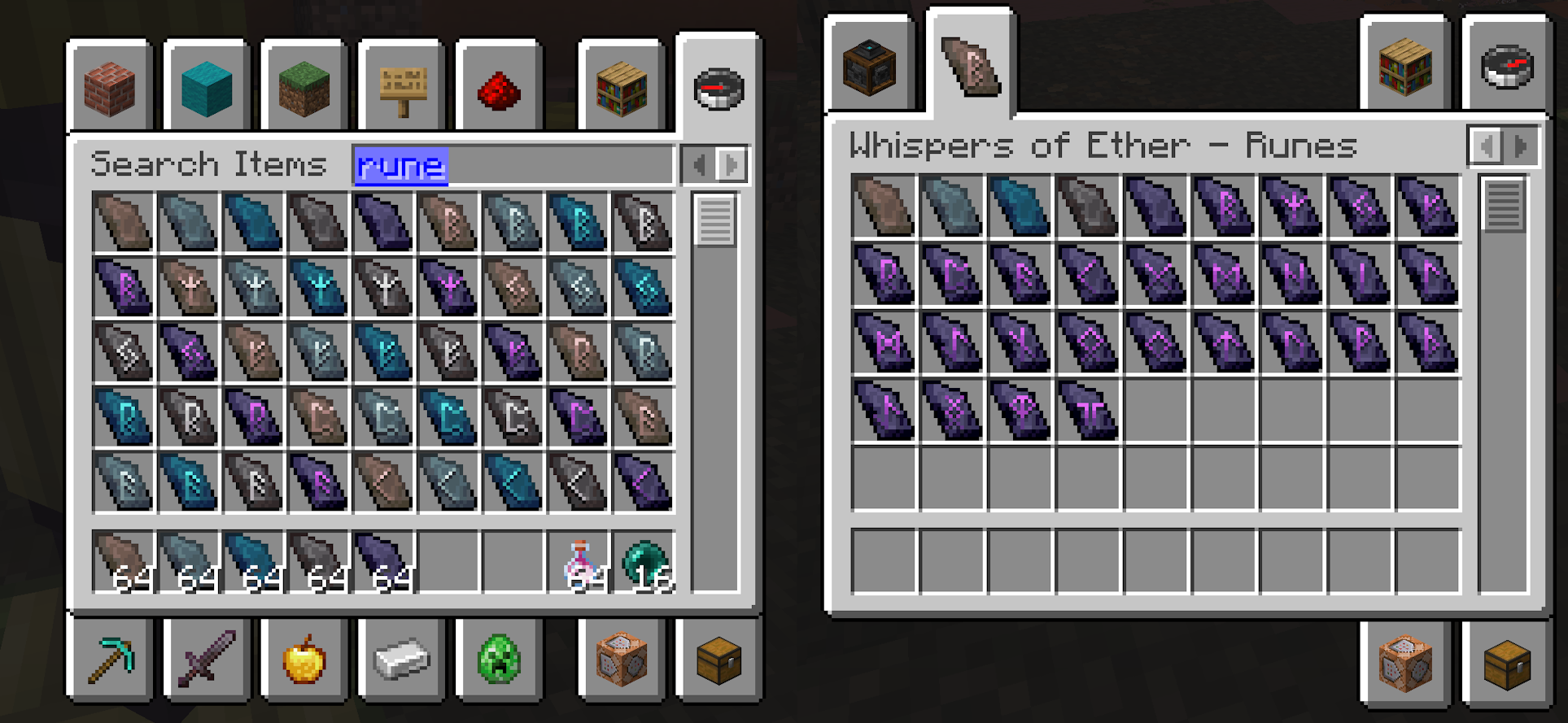 Tabs Creative and runes