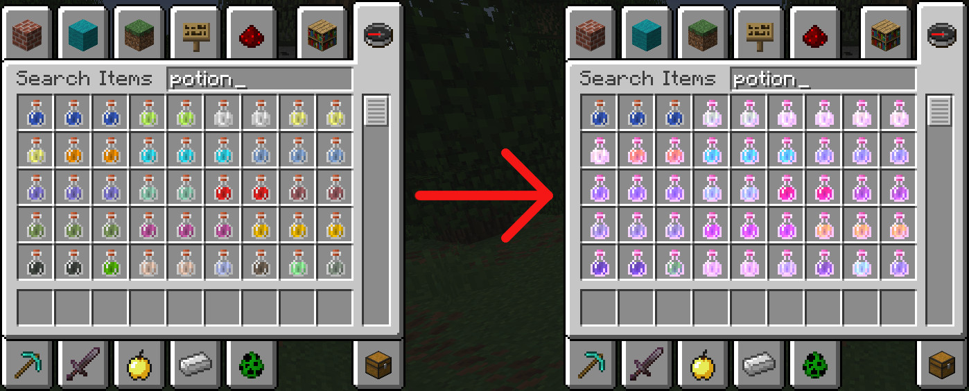 Potions have their old enchantment glint on them