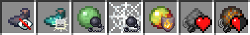 All 7 items with their effects below them